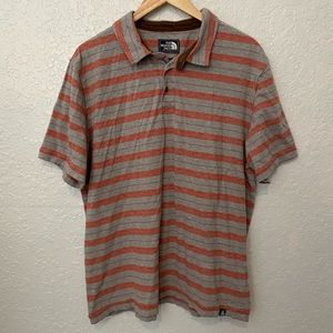 The North Face Mens Short Sleeve Polo Gray Orange Stripes 100% Cotton Size XL